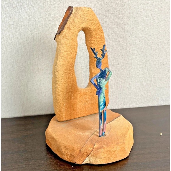 ROBERT SHIELDS Metal Art Sculpture Shaman Sandstone Soutwestern Kokopelli - Picture 3 of 9